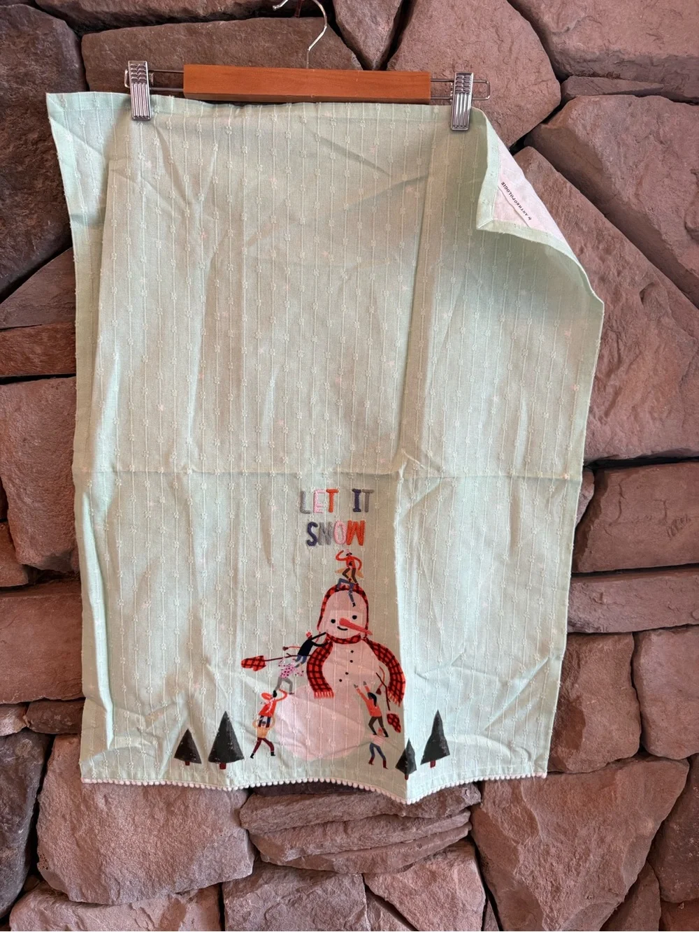 New🌟Anthropologie- Let it Snow Dish Towel - mint